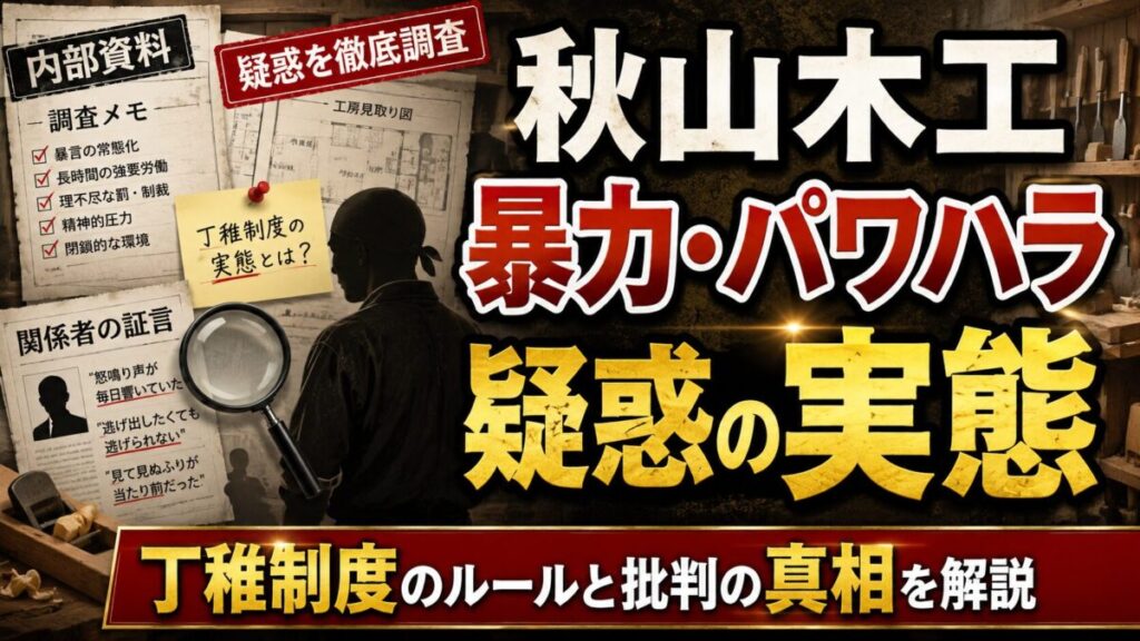 秋山木工の暴力・パワハラ疑惑の実態は?丁稚制度のルールと批判の真相を解説