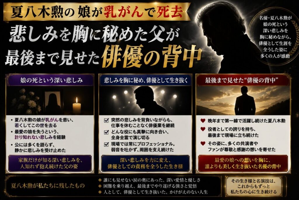 夏八木勲の娘が乳がんで死去！悲しみを胸に秘めた父が最後まで見せた俳優の背中