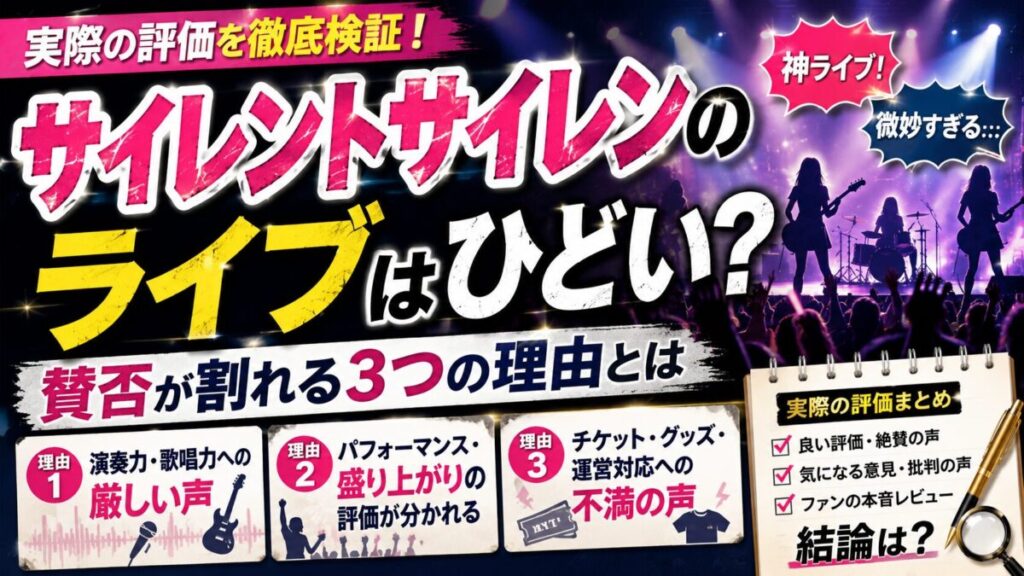 サイレントサイレンのライブはひどい？賛否が割れる3つの理由と実際の評価