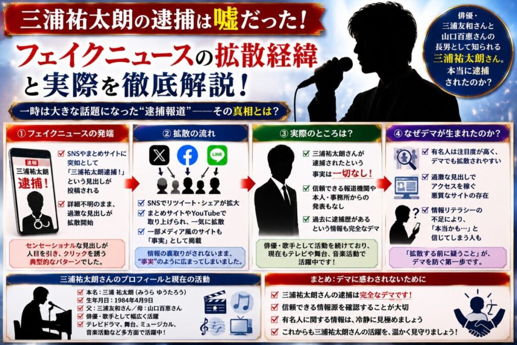 三浦祐太朗の逮捕は嘘だった!フェイクニュースの拡散経緯と実際