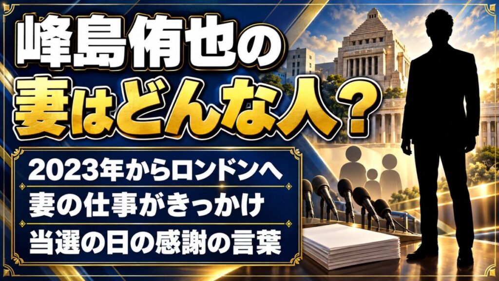 峰島侑也の妻はどんな人？一家が2023年からロンドンで暮らすきっかけとは