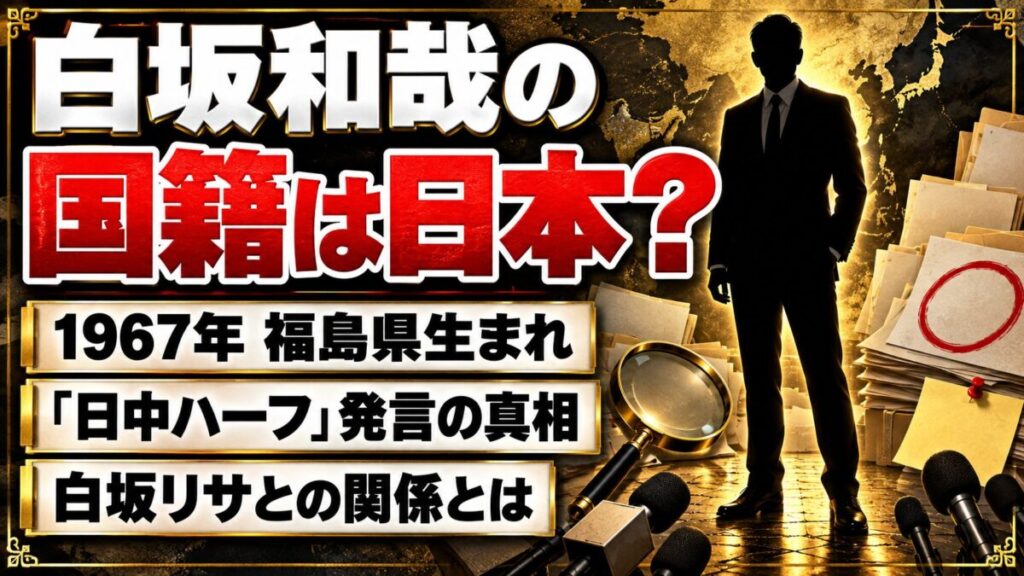 白坂和哉の国籍は日本？「日中ハーフ」と明かした白坂リサとの関係とは